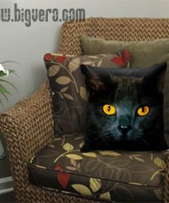 Black Cat Eyes Dark Pillow Cover