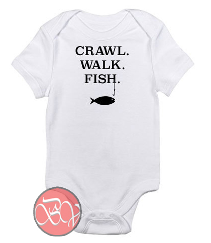 crawl walk fish onesie