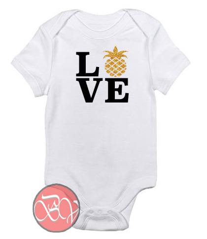 LOVE - With Gold Glitter Pineapple Baby Onesie