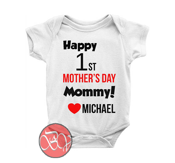 Mothers Day Baby Bodysuit Baby Vest Gift 105 Happy 1st Mothers Day Draw Style 
