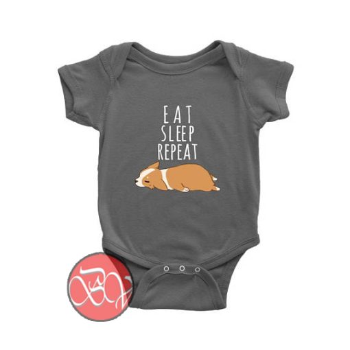 Eat Sleep Repeat Corgi Baby Onesie