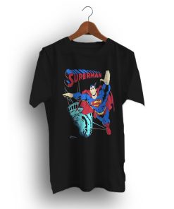 Superman Statue of Liberty Black Vintage 90s T-Shirt