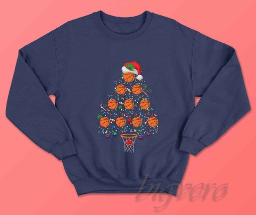 Christmas Basketball Tree Sweatshirt Navy