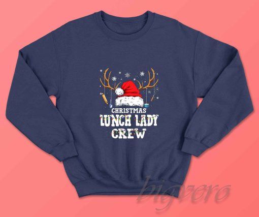 Christmas Lunch Lady Crew Sweatshirt Navy