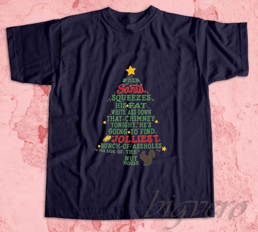 Jolliest Bunch of Assholes Christmas T-Shirt Navy