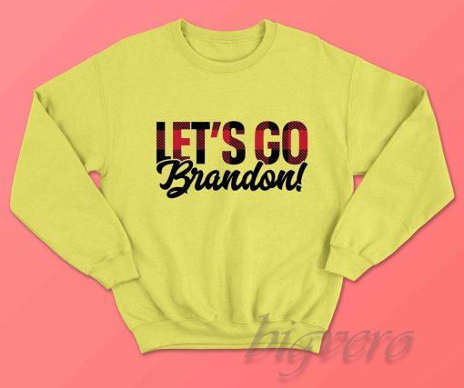 Lets Go Brandon Plaid Xmas Sweatshirt Yellow