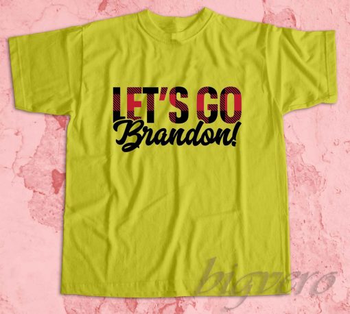 Lets Go Brandon Plaid Xmas T-Shirt Yellow