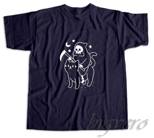 Death Rides A Black Cat T-Shirt Navy