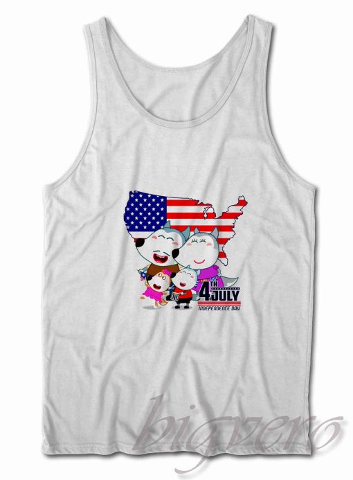Wolfoo Family Independence Day Tank Top White