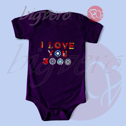 I Love You 3000 v3 Baby Bodysuits Purple