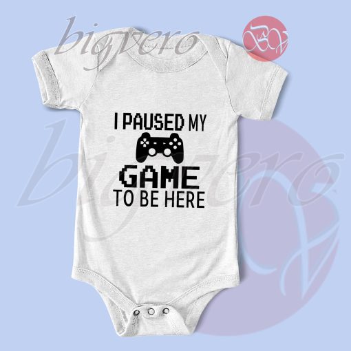 Paused Game to Be Here Baby Bodysuits White