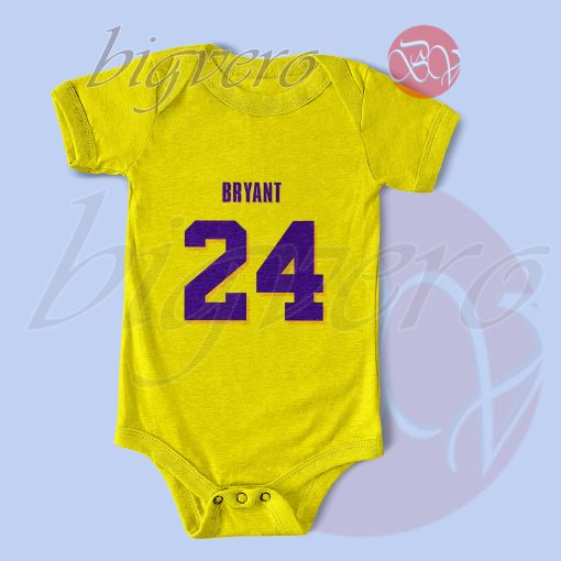 Back Number Bryant 24 Baby Bodysuits Yellow