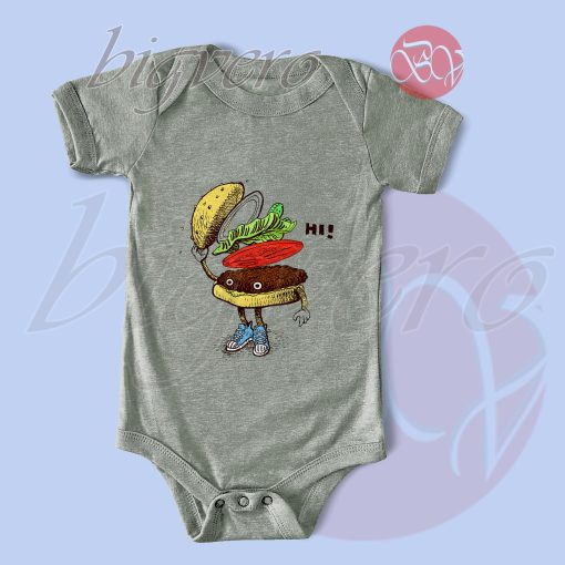 Burger Greeting Baby Bodysuits Grey
