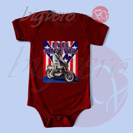 Evel Knievel Motocross Baby Bodysuits Maroon