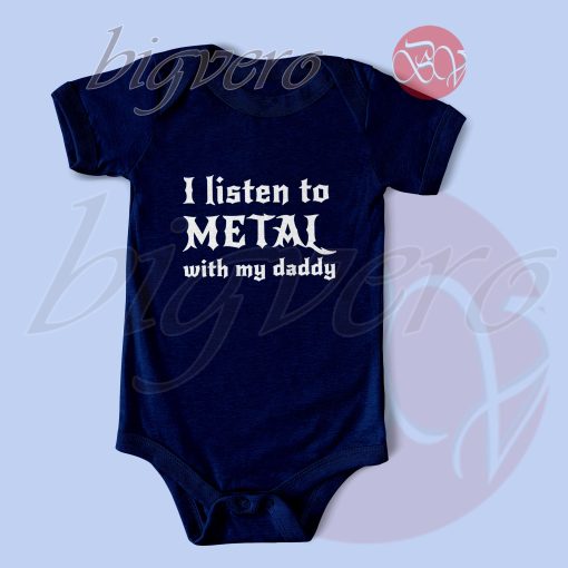 Listening to Metal With My Dad Baby Bodysuits Navy