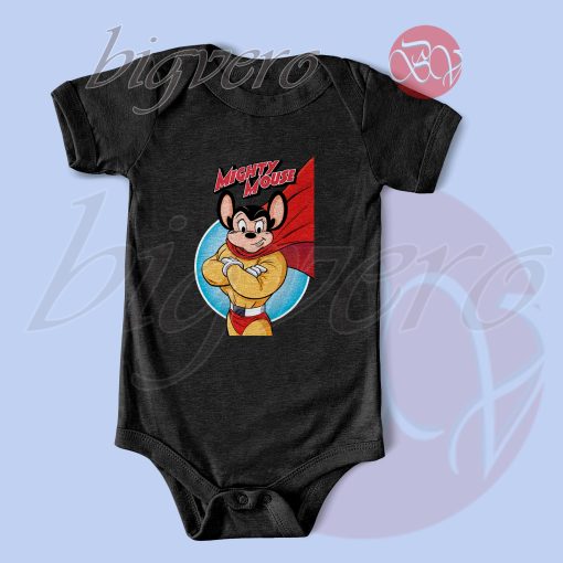 Mighty Mouse Character Baby Bodysuits Black
