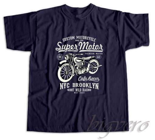 Super Motorcycle NYC Brooklyn T-Shirt Navy