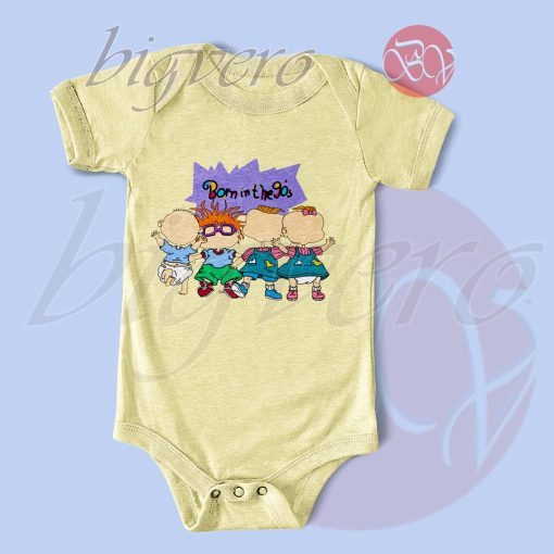 Born In The 90's Rugrats Baby Bodysuits Color Cream