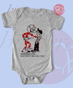 Reddy Kilowatt Remember Kids Electricity Will Kill You Baby Bodysuits