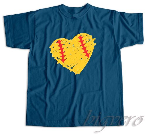 Softball Heart T-Shirt Color Blue
