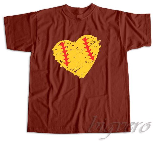Softball Heart T-Shirt Color Maroon