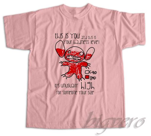 Stitch Badness Level T-Shirt Color Pink