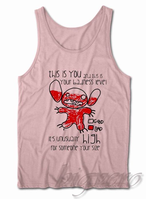 Stitch Badness Level Tank Top Color Pink