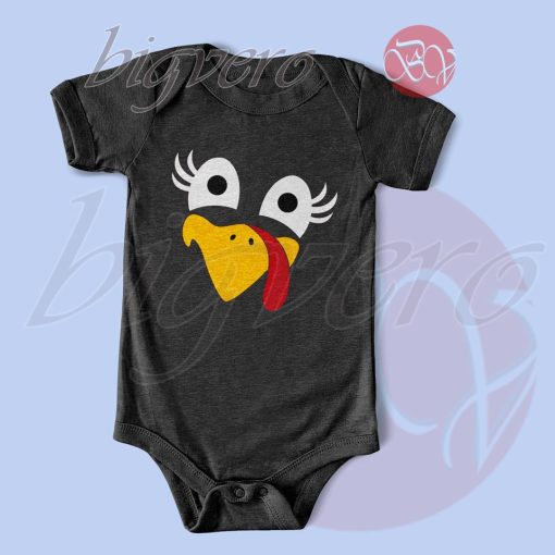 Turkey Face Thanksgiving Baby Bodysuits Color Black