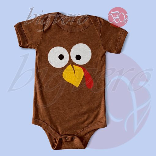 Turkey Face Thanksgiving Baby Bodysuits Color Brown