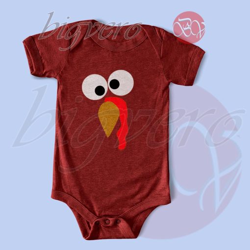 Turkey Face Thanksgiving Baby Bodysuits Color Maroon