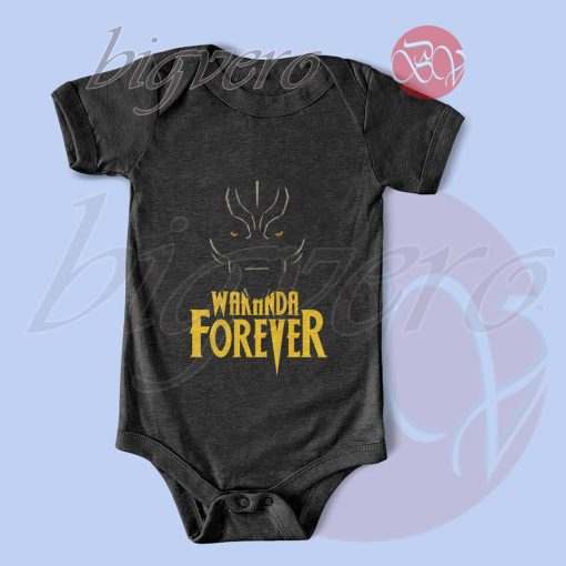 Black Panther Wakanda Forever Baby Bodysuits Color Black