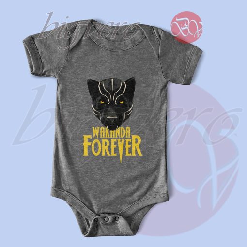Black Panther Wakanda Forever Baby Bodysuits Color Grey
