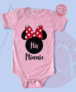 Disney His Minnie Her Mickey Couples Valentines Baby Bodysuits