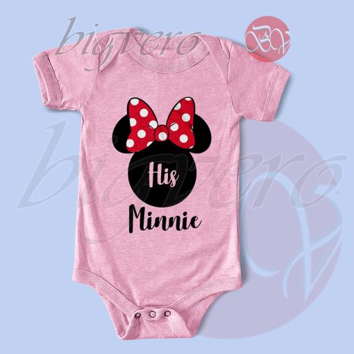 Disney His Minnie Her Mickey Couples Valentines Baby Bodysuits