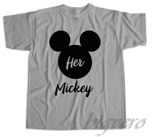 Disney His Minnie Her Mickey Couples Valentines T-Shirt Color Grey