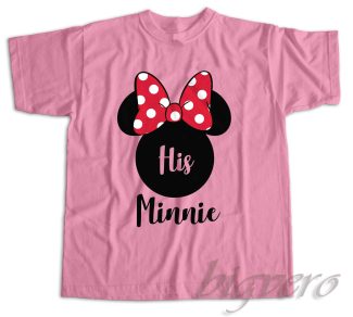 Disney His Minnie Her Mickey Couples Valentines T-Shirt Color Pink