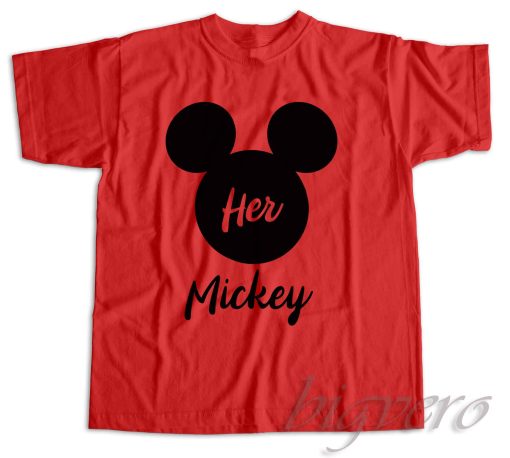 Disney His Minnie Her Mickey Couples Valentines T-Shirt Color Red
