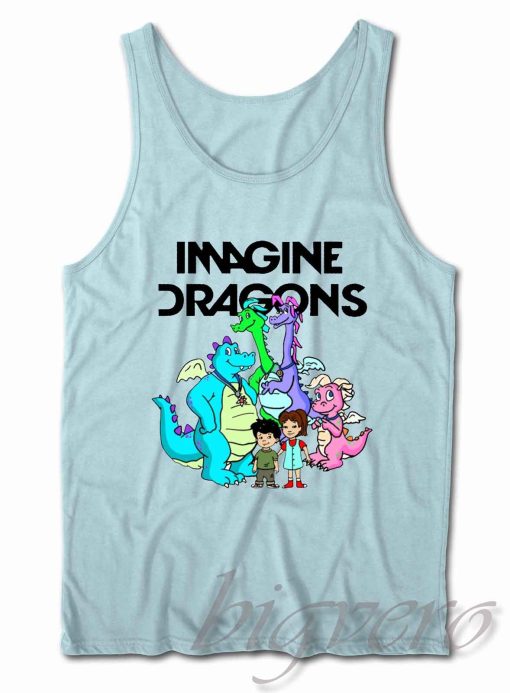 Imagine Dragons Dinosaur Band Tank Top Color Light Blue