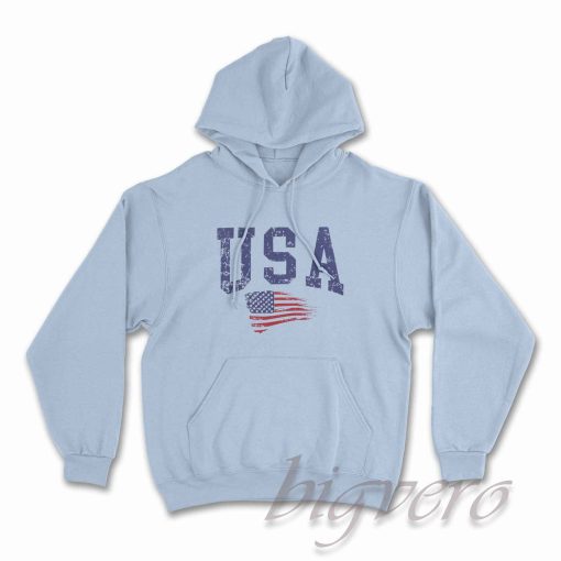 USA Flag 4th of July Hoodie Color Light Blue