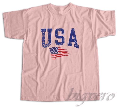 USA Flag 4th of July T-Shirt Color Light Pink