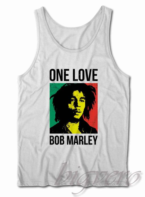 Bob Marley One Love Tank Top Color White